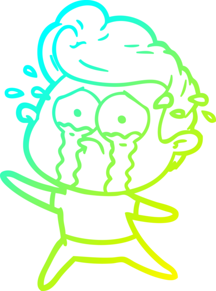 Bir insan tarafından çizilmiş ağlayan bir adamın soğuk çizgi çizimi.