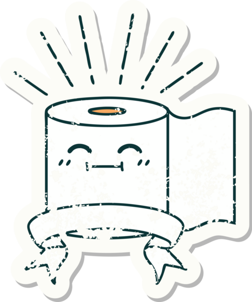 Bir insan tarafından çizilmiş eski bir dövme stili tuvalet kağıdı çıkartması.