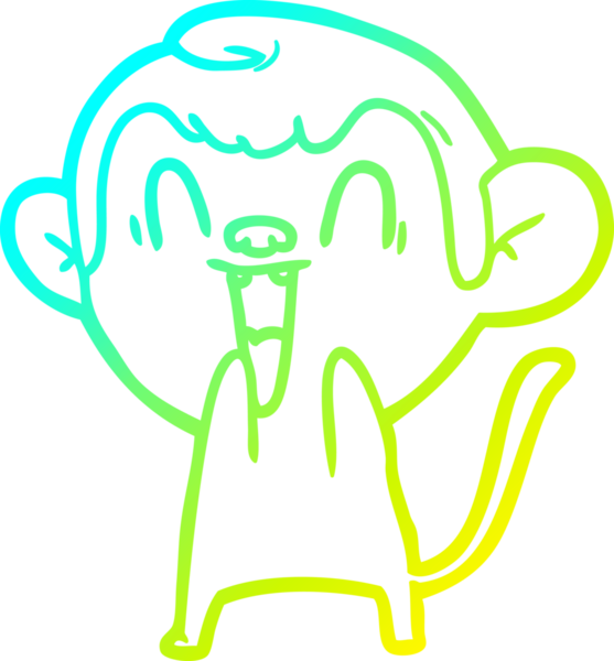 Bir insan tarafından çizilmiş gülen maymun çizgi çizimi.