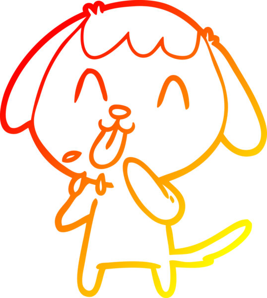 Bir insan tarafından çizilmiş sevimli bir köpeğin sıcak çizgi çizgisi.