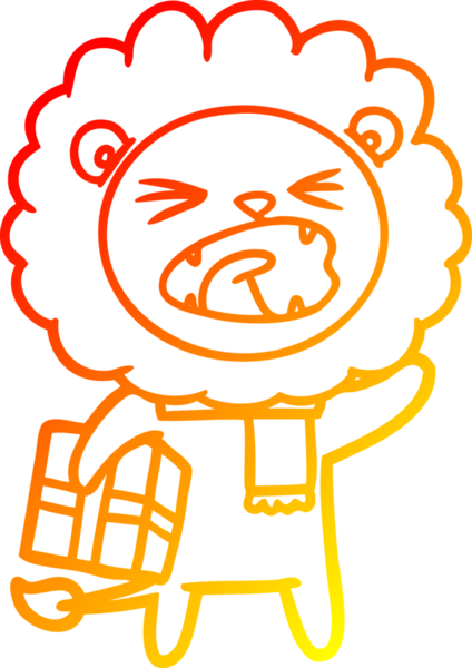 Bir insan tarafından çizilmiş bir karikatür aslanının sıcak çizgi çizimi.