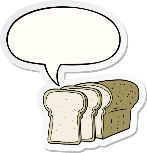 Bir insan tarafından çizilmiş konuşma kabarcığı etiketli dilimlenmiş ekmek.