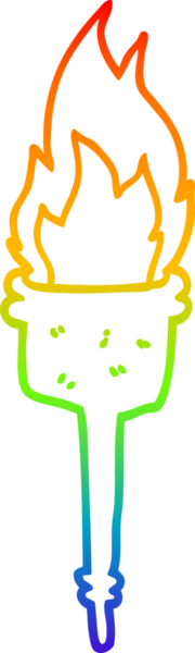 gökkuşağı gradyan çizgi çizimi bir insan tarafından çizilmiş yanan bir meşale