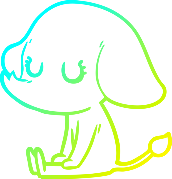 Bir insan tarafından çizilmiş şirin bir filin soğuk gradyan çizgisi