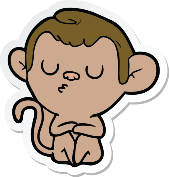 Bir insan tarafından çizilmiş çizgi film maymununun çıkartması.