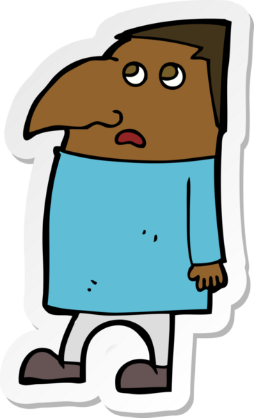 Bir insan tarafından çizilmiş endişeli bir karikatür çıkartması.