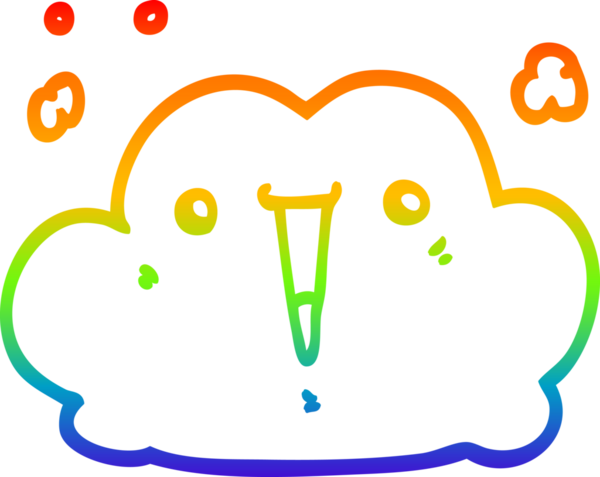 Gökkuşağı gradyan çizgisi bir insan tarafından çizilmiş şirin bir karikatür bulutu