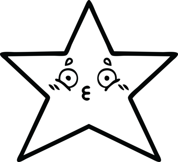 Bir insan tarafından çizilmiş yıldız balığının çizgi çizimi