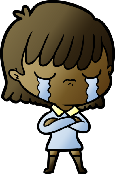 Bir insan tarafından çizilmiş ağlayan çizgi film kadını.