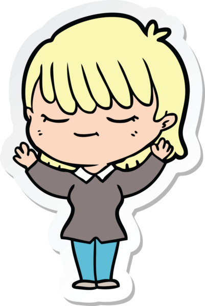 Bir insan tarafından çizilmiş bir karikatür kadının çıkartması.