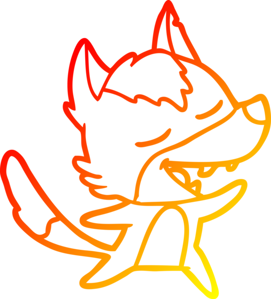 Bir insan tarafından çizilmiş gülen bir kurt çizgi çizimi.