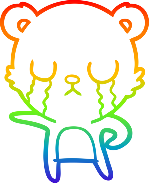 Bir insan tarafından çizilmiş ağlayan çizgi film ayısının çizimi.