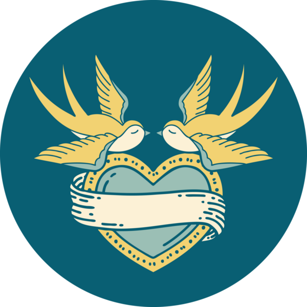 Kırlangıçların ikonik dövme şekli ve bir insan tarafından çizilmiş bir kalp.