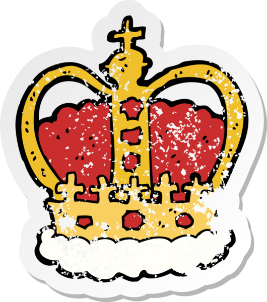 Bir insan tarafından çizilmiş kraliyet tacının gerilmiş çıkartması.