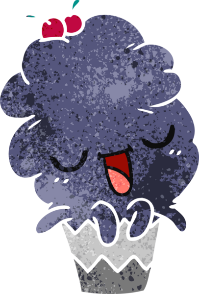 Bir insan tarafından çizilmiş kawaii ahtapot kekinin serbest çizimi.