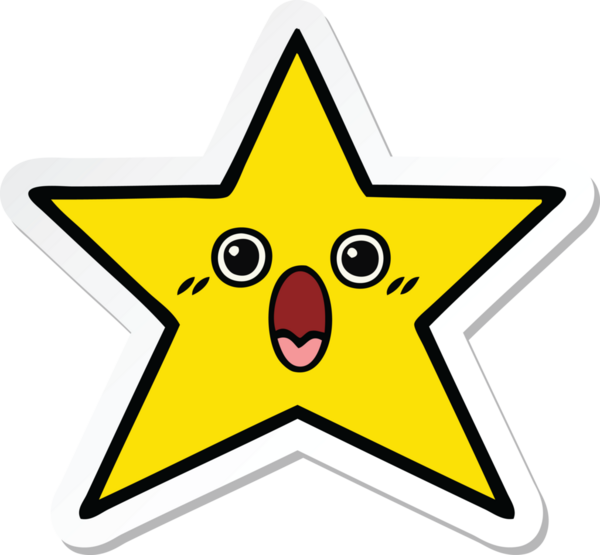 Bir insan tarafından çizilmiş şirin bir çizgi film yıldızının çıkartması.