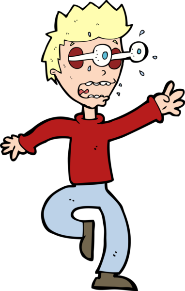 Bir insan tarafından çizilmiş, gözleri fırlayan, korkmuş bir adam.