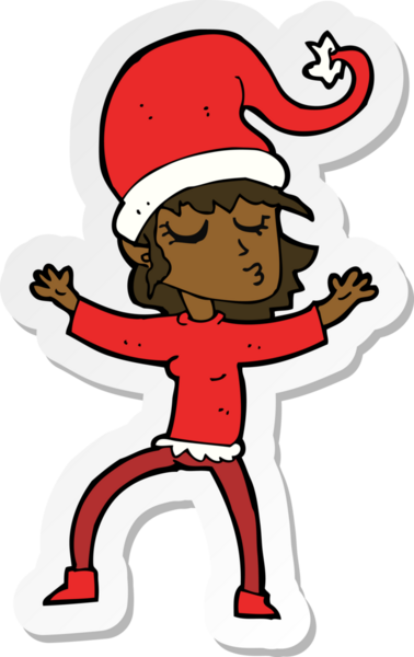 Bir insan tarafından çizilmiş Noel Baba yardımcı çizgi filmi çıkartması.