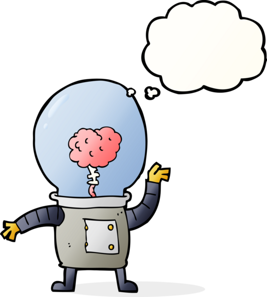 Bir insan tarafından çizilmiş düşünce baloncuklu robot robot robot robot.