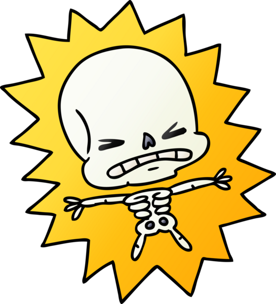 Bir insan tarafından çizilmiş korkunç bir iskeletin serbest çizimi.