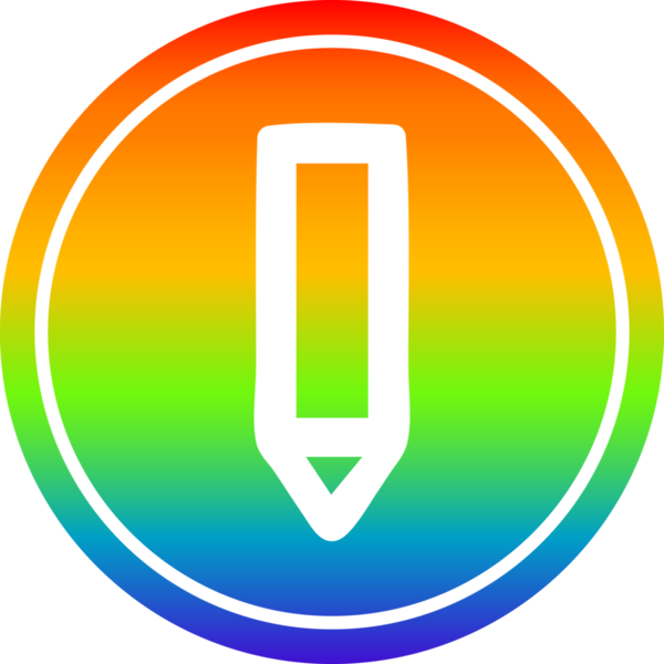 Bir insan tarafından çizilmiş gökkuşağı gradyan basit kalem dairesel simgesi