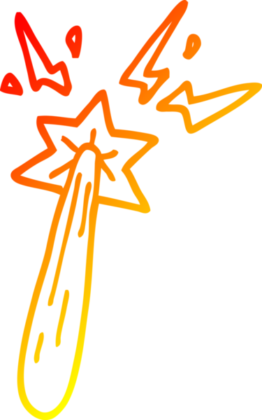 Bir insan tarafından çizilmiş çizgi film sihirli değneğinin sıcak gradyan çizimi