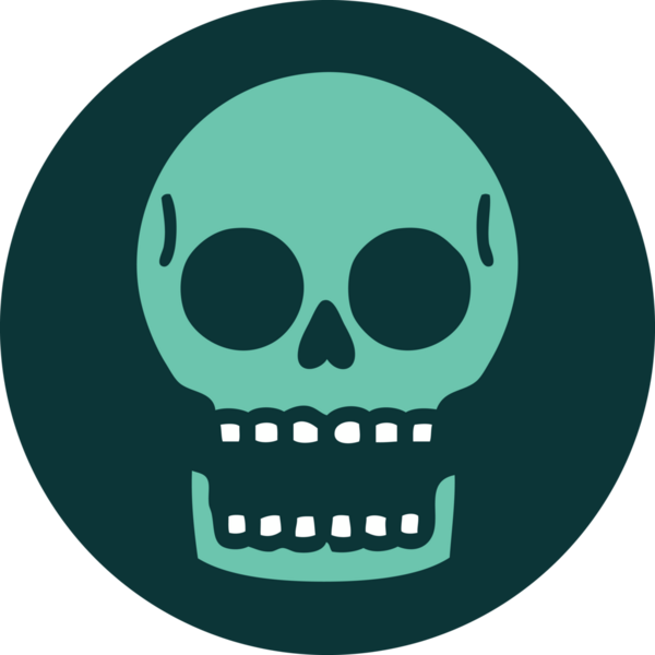 Bir insan tarafından çizilmiş bir kafatasının ikonik dövme şekli