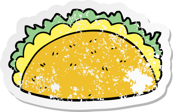 Bir insan tarafından çizilmiş taco çizgi filminin sıkıntılı çıkartması.