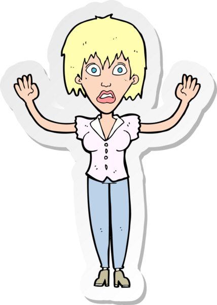 Bir insan tarafından çizilmiş bir karikatür kadının çıkartması.