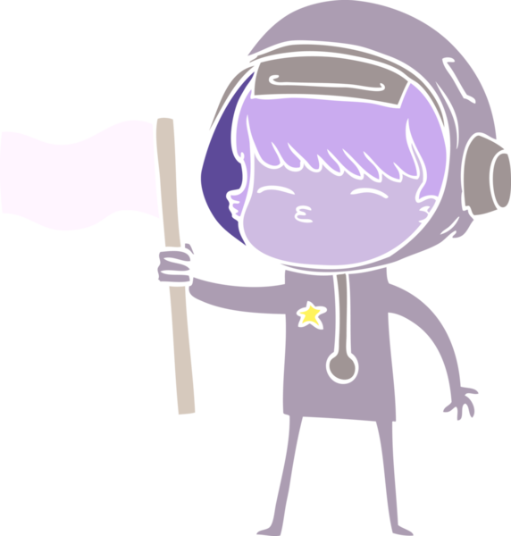 Düz renkli çizgi film meraklısı astronot bir insan tarafından çizilmiş.