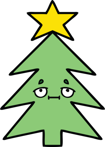 Bir insan tarafından çizilmiş güzel bir Noel ağacı karikatürü.