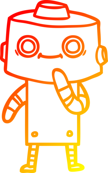 Bir insan tarafından çizilen çizgi film robotunun sıcak çizgi çizimi