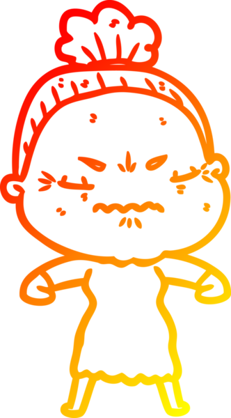 Bir insan tarafından çizilmiş, karikatür çizen yaşlı bir kadın.