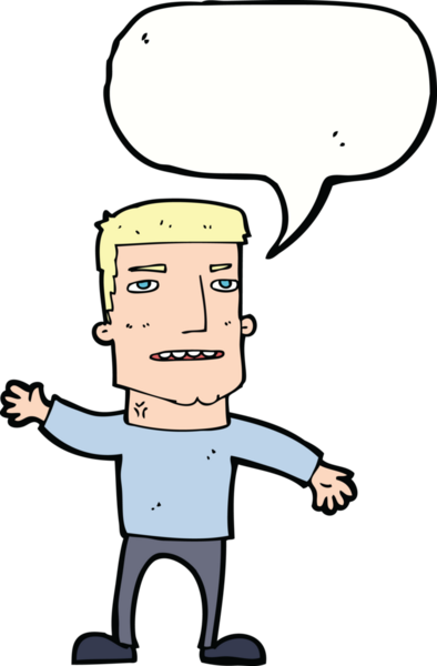 Bir insan tarafından çizilmiş konuşma balonuyla stresli bir adamı sallayan çizgi film.