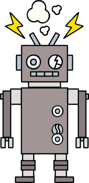 Bir insan tarafından çizilmiş arızalı bir robot çizimi.