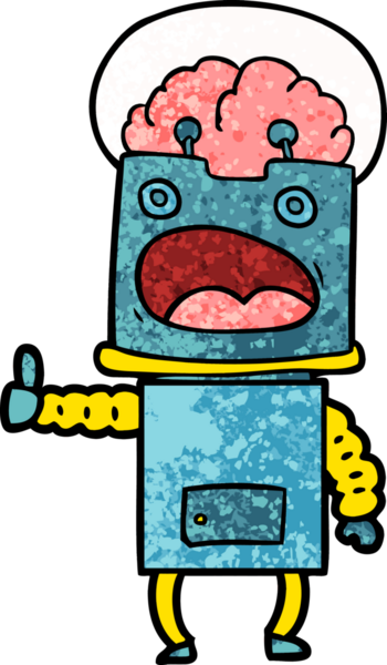 Bir insan tarafından çizilmiş çizgi film robotu