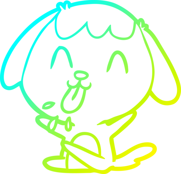 Bir insan tarafından çizilmiş şirin bir çizgi köpeğin soğuk gradyan çizgisi.