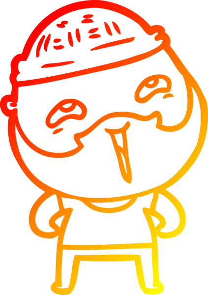 Bir insan tarafından çizilmiş mutlu sakallı bir adamın çizgi çizimi.