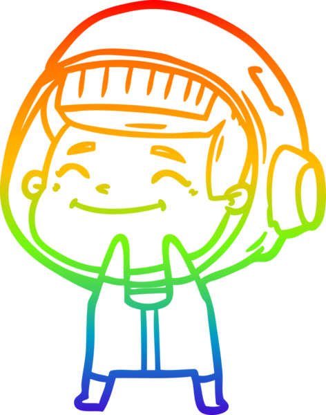 gökkuşağı gradyan çizimi mutlu bir çizgi astronot çizimi bir insan tarafından çizildi