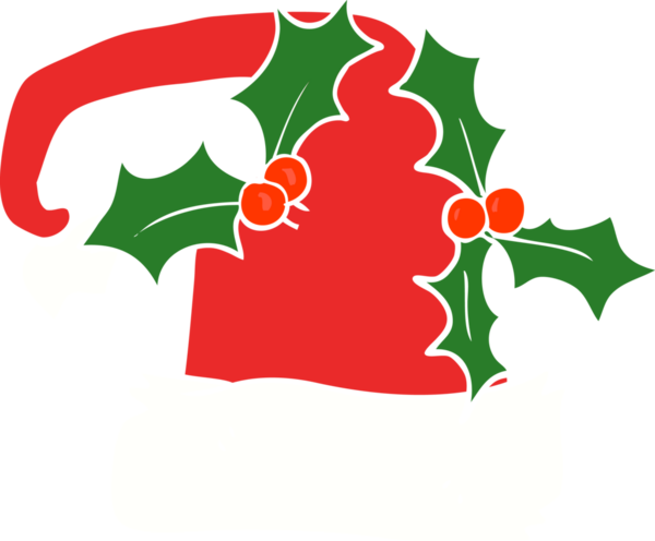 Bir insan tarafından çizilmiş kutsal Noel şapkasının düz renk çizimi