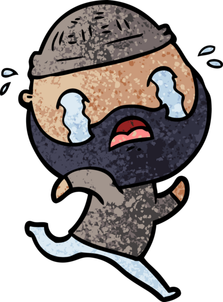 Çizgi film sakallı adam bir insan tarafından çizilmiş ağlıyor.