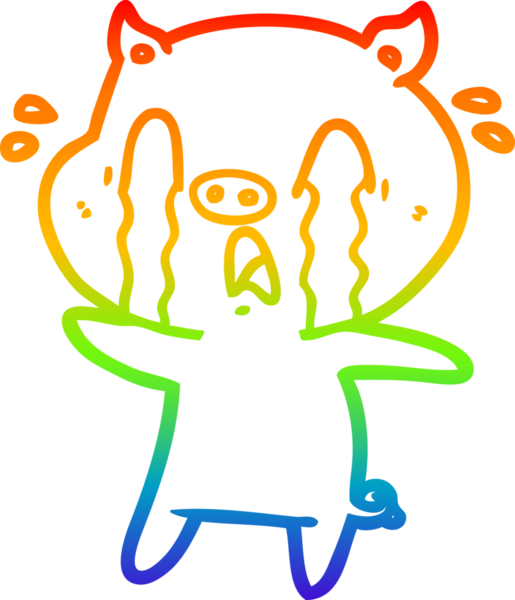 gökkuşağı gradyan çizimi bir insan tarafından çizilmiş ağlayan domuz çizgi filmi