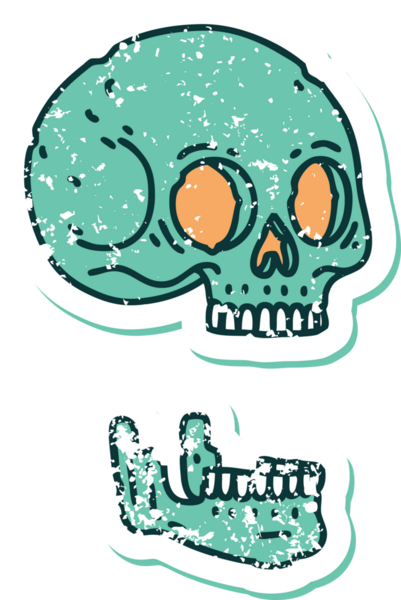 Bir insan tarafından çizilmiş bir kafatasının sembolik dövmeli görüntüsü.