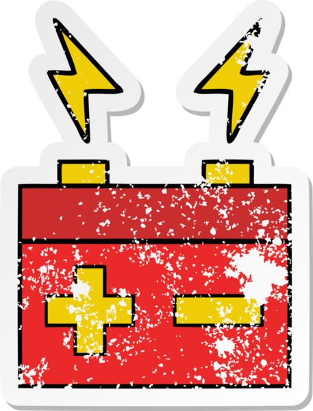 Bir insan tarafından çizilmiş sevimli bir elektrik bataryasının sıkıntılı çıkartması.