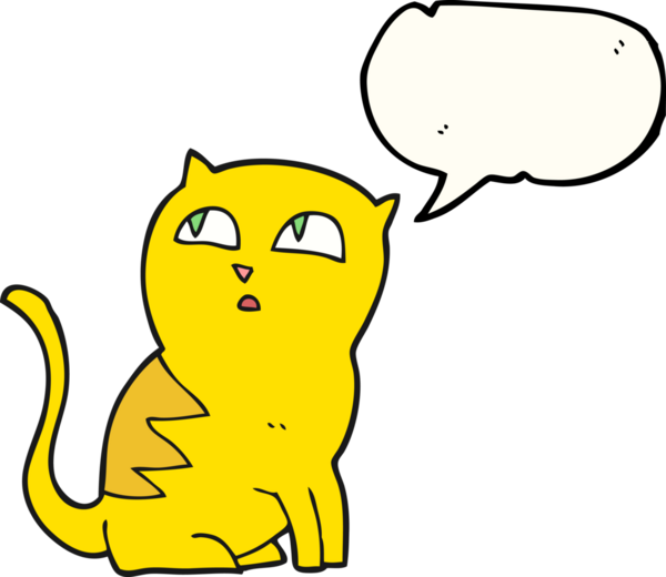 Bir insan tarafından çizilmiş serbest konuşma balonu çizgi film kedisi