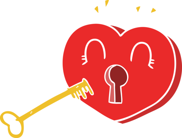 Bir insan tarafından çizilmiş düz renkli karikatür kalp