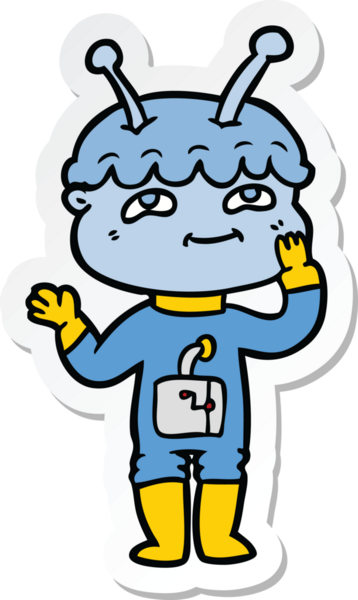 Bir insan tarafından çizilmiş, şaşırmış bir uzay adamının çıkartması.