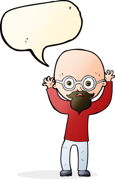 Çizgi film, bir insan tarafından çizilmiş konuşma balonlu kel adamı strese soktu.