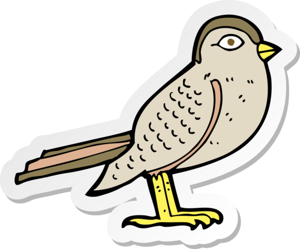 Bir insan tarafından çizilmiş karikatür bahçe kuşu çıkartması.