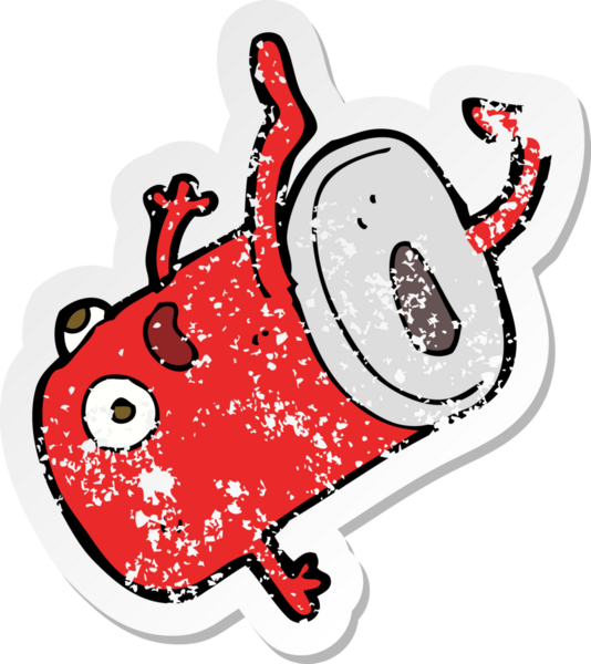 Bir insan tarafından çizilmiş eski bir içki kutusunun gerilimli yapıştırması.